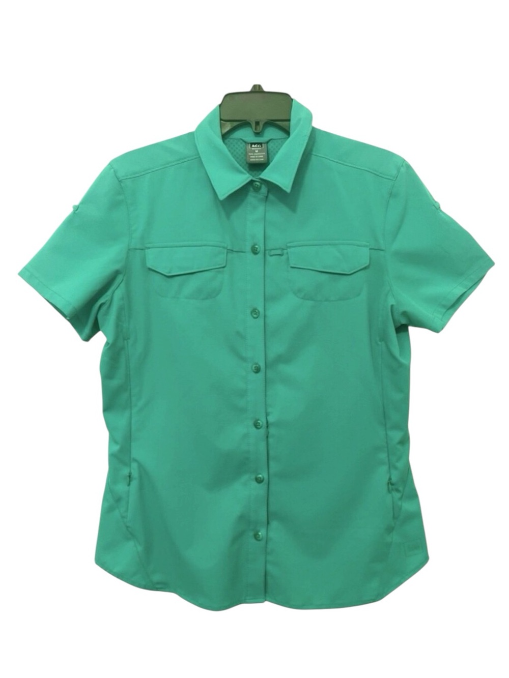 REI Green Vented Button Up Shirt Fishing Hiking Outdoors Camping Women's Medium